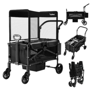 2 Seat Wagon Stroller For 2 Kids, Foldable All-Terrain Wagon