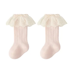 Adorable Baby Girl Lace Trimmed  Cozy Cotton Knee High Socks